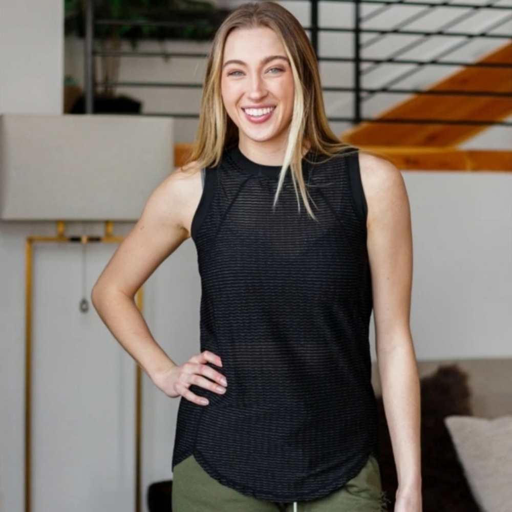 Mono B Mesh Tank Black Sz 1XL NWT Sheer Muscle Tank